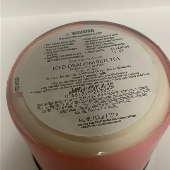 Bath & Body Works Iced Dragonfruit Tea Candle - Pink and Silver - Picture 5 of 5